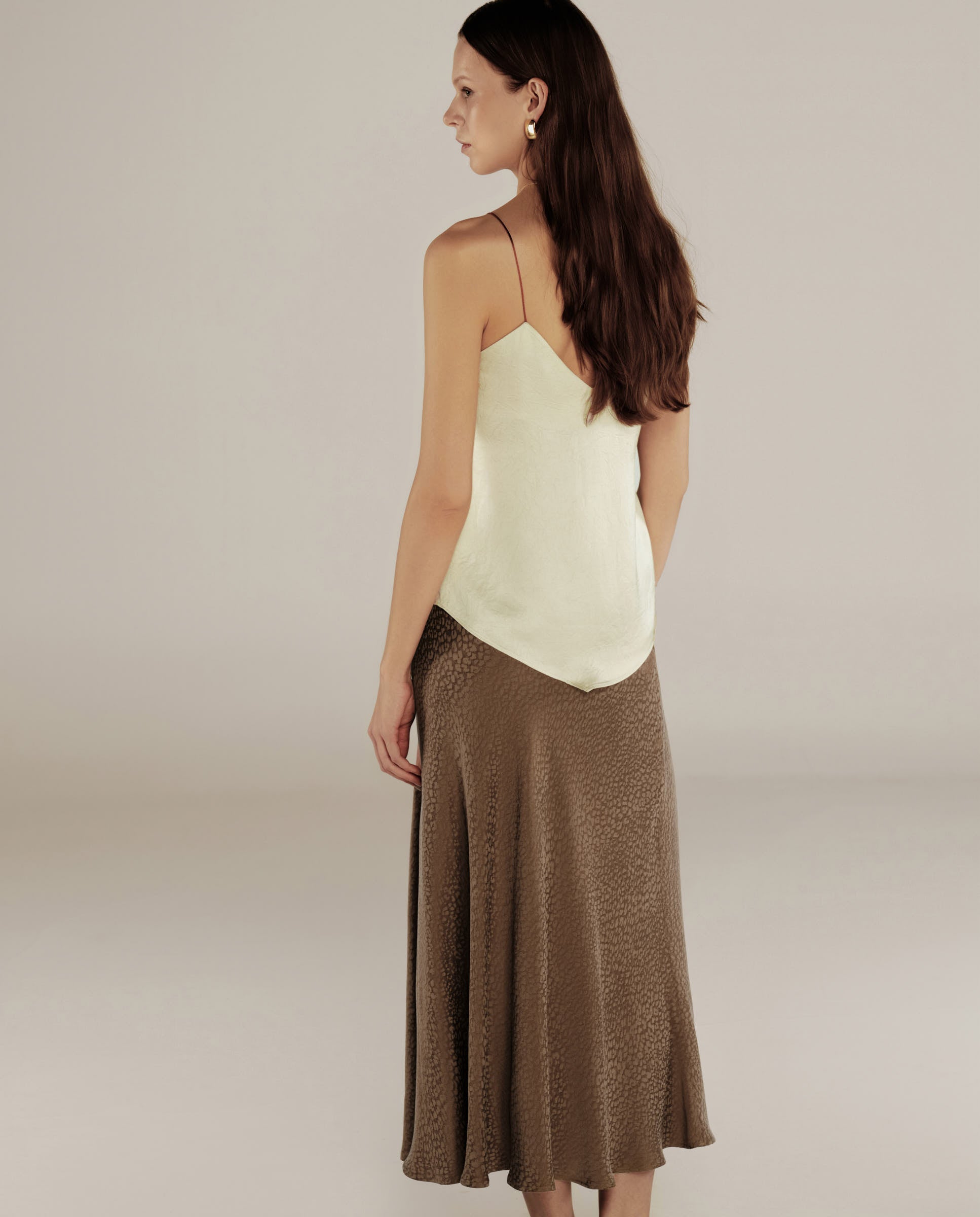 AADHILA | Brown Jacquard Leopard Print Long Skirt