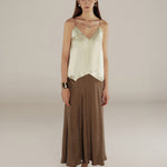 AADHILA | Brown Jacquard Leopard Print Long Skirt