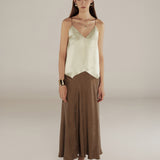 AADHILA | Brown Jacquard Leopard Print Long Skirt
