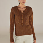 CLIVIA | Ochre Sparkle Button Sweater