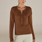 CLIVIA | Ochre Sparkle Button Sweater