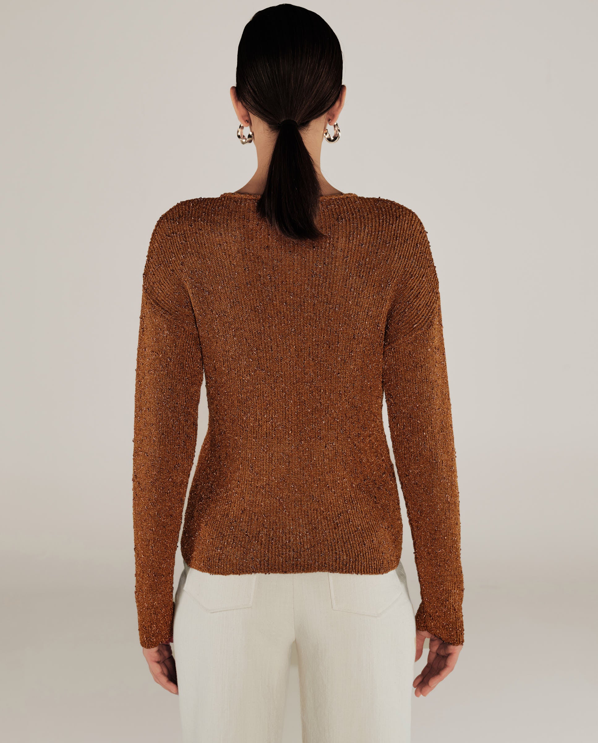 CLIVIA | Ochre Sparkle Button Sweater
